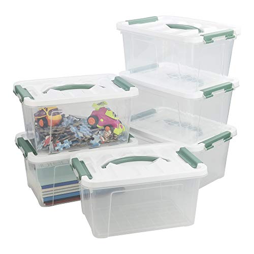 Yarebest 6-pack Clear Latch Box, 6 Quart Plastic Storage Box with Lid