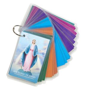 how to pray the rosary laminated catholic prayer cards set for kids, 4 1/2 inch