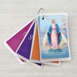 How to Pray the Rosary Laminated Catholic Prayer Cards Set for Kids, 4 1/2 Inch