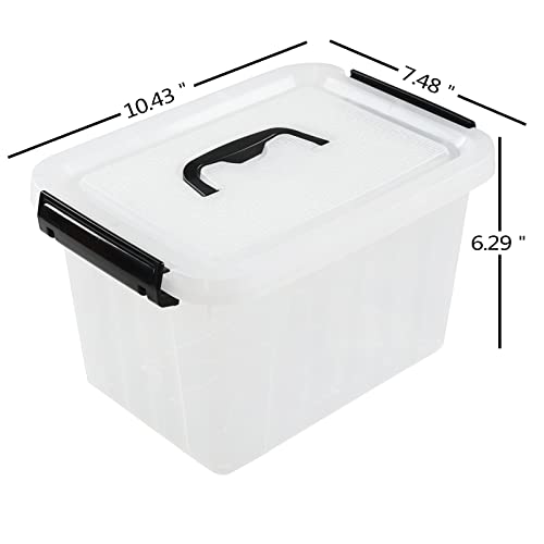 Yarebest 6 L Clear Plastic Storage Bins, Storage Boxes with Lids Set of 6