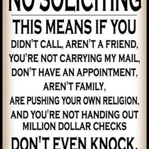 ZMKDLL Funny Metal Sign Do Not Knock No Soliciting Warn 12"x8"