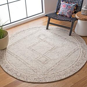 safavieh abstract collection 4′ round ivory/grey abt345f handmade premium wool entryway foyer living room bedroom kitchen area rug