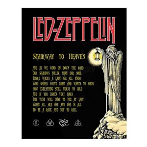 led zeppelin band-“stairway to heaven” song lyrics wall art- 11 x 14″ rock music poster print-ready to frame. vintage home-office-studio-cave decor. perfect gift for musicians & all zeppelin fans!