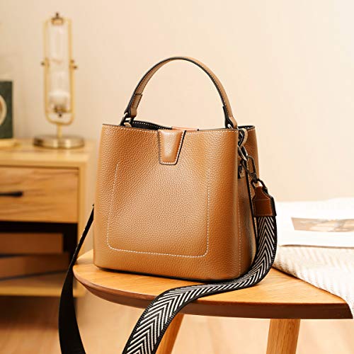 Women Hobo Bucket Purse Crossbody Bags Genuine Leather Handbags for Women with Handle Ladies Shoulder Bags Brown