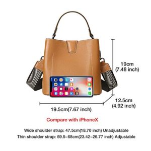 Women Hobo Bucket Purse Crossbody Bags Genuine Leather Handbags for Women with Handle Ladies Shoulder Bags Brown