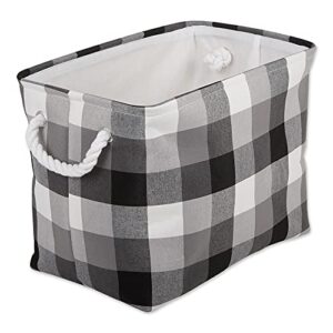 dii buffalo check storage collection collapsible bin with handles, large rectangle, 17.5x12x15, tri color black