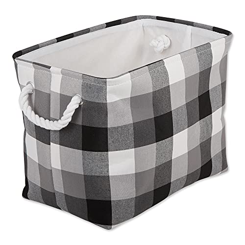 DII Buffalo Check Storage Collection Collapsible Bin with Handles, Large Rectangle, 17.5x12x15, Tri Color Black