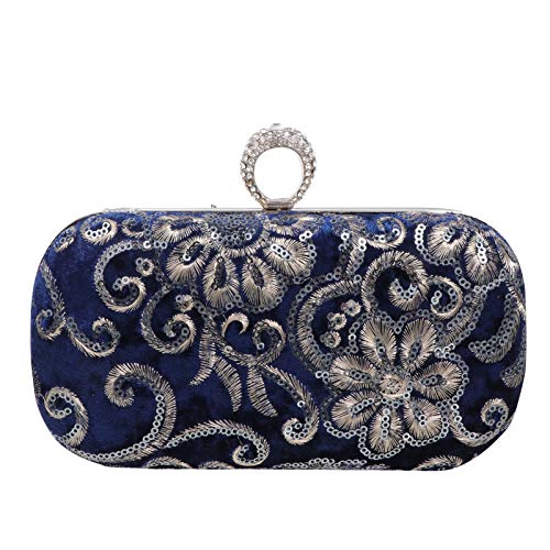 ABOOFAN Fashion Handmade Evening Clutch Bag Chic Women Party Wedding Purse Bag Gifts for Women Blue