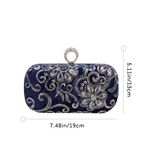 ABOOFAN Fashion Handmade Evening Clutch Bag Chic Women Party Wedding Purse Bag Gifts for Women Blue