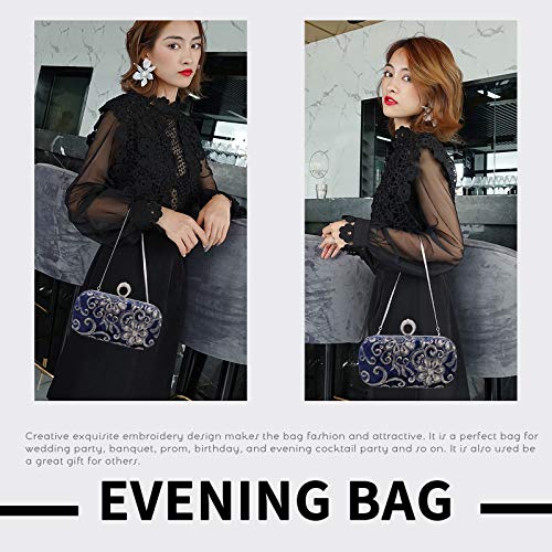 ABOOFAN Fashion Handmade Evening Clutch Bag Chic Women Party Wedding Purse Bag Gifts for Women Blue