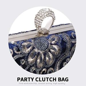 ABOOFAN Fashion Handmade Evening Clutch Bag Chic Women Party Wedding Purse Bag Gifts for Women Blue