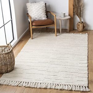 safavieh casablanca collection 7′ square ivory csb454a handmade moroccan tassel premium wool living room dining bedroom area rug