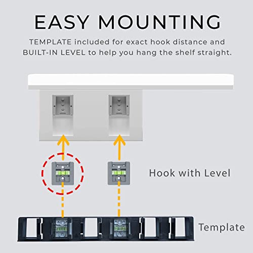 Fytz Design Set of 2 Small + Set of 2 Regular White Floating Shelves for Living, Bedroom, Office, Bathroom, and Kitchen