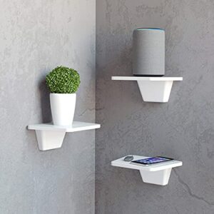 Fytz Design Set of 2 Small + Set of 2 Regular White Floating Shelves for Living, Bedroom, Office, Bathroom, and Kitchen