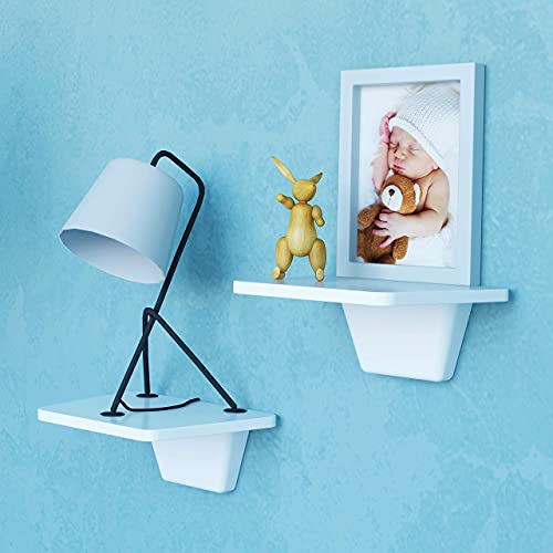 Fytz Design Set of 2 Small + Set of 2 Regular White Floating Shelves for Living, Bedroom, Office, Bathroom, and Kitchen