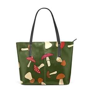 mushroom cute handbags shoulder bag large leather tote bags for women school bag top handle shoulder satchel white with zipper pocket for work travel school