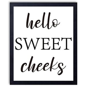 VIYZZX Funny Bathroom Decor Quotes Wall Art Hello Sweet Cheeks Prints Set Of Four Photos 8x10 Watercolor Peach Bathroom Sign Toilet Restroom Decor