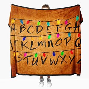 50x60 Flannel Fleece Blankets and Throws, Home Decor Sofa Blanket Comfort Warmth Soft Plush Throw for Couch Christmas Lights Alphabet one