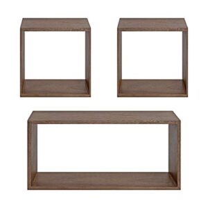 kate and laurel beacon wood open box shelves set, 3 piece, rustic brown wood, floating storage and display