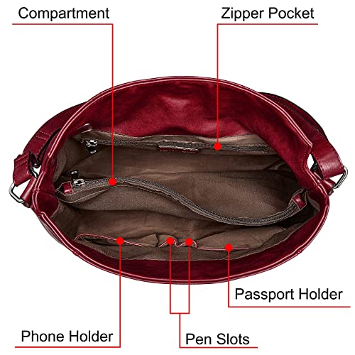 S-ZONE Women Large Hobo Purses Bag Soft Shoulder Tote Handbags Vegan Leather
