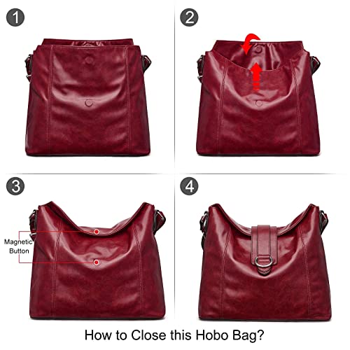 S-ZONE Women Large Hobo Purses Bag Soft Shoulder Tote Handbags Vegan Leather