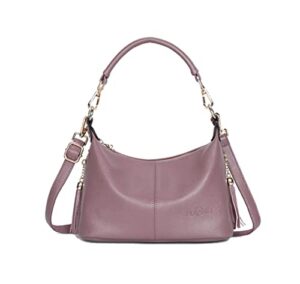 smallbluer synthetic pu leather ladies tote hobo shoulder middle-aged women’s crossbody bags satchels purse clutches-purple