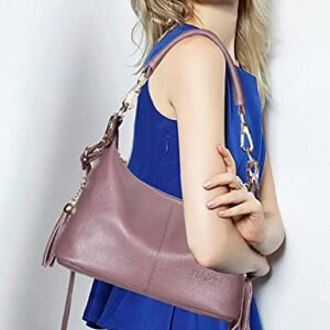 SMALLBLUER Synthetic PU Leather Ladies Tote Hobo Shoulder Middle-aged Women's Crossbody Bags Satchels Purse Clutches-Purple