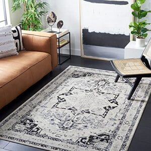 safavieh brentwood collection 4′ x 6′ ivory/black bnt852a medallion distressed non-shedding entryway living room foyer bedroom accent rug