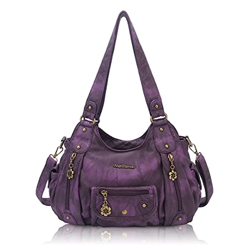 Angel Barcelo Womens Purses and Handbags PU Leather Shoulder Bag Fashion Hobo Bags for Girls (Stylish Purple)