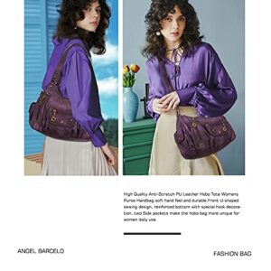 Angel Barcelo Womens Purses and Handbags PU Leather Shoulder Bag Fashion Hobo Bags for Girls (Stylish Purple)