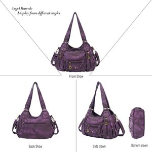 Angel Barcelo Womens Purses and Handbags PU Leather Shoulder Bag Fashion Hobo Bags for Girls (Stylish Purple)