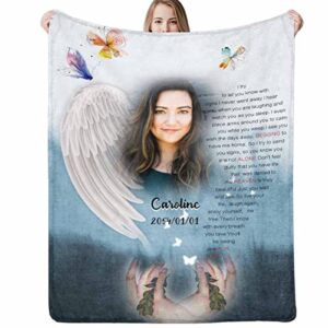 d-story custom memorial throw blanket – in loving memory photo blanket for loss of mom dad grandma son daughter – remembrance gifts – personalized memorial gift