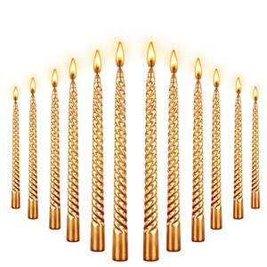 tall metallic taper spiral taper candle candles – 10inch metallic, dripless,wist taper candle, spiral taper candle, taper spiral long candles wax unscented dinner candle brithday candle(spiral golden)