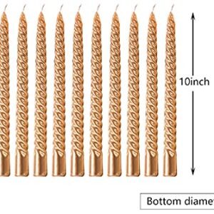 Tall Metallic Taper Spiral Taper Candle Candles - 10Inch Metallic, Dripless,wist Taper Candle, Spiral Taper Candle, Taper Spiral Long Candles Wax Unscented Dinner Candle brithday candle(Spiral golden)