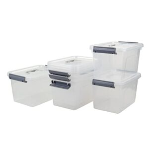 EudokkyNA 5L Small Plastic Storage Bin, Clear Storage Boxes Set of 6