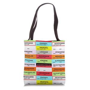 anesthesia labels tote bag