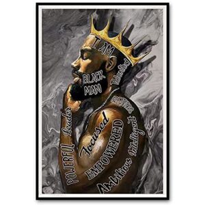 african american wall art black king men canvas poster painting decor, 16 x 24″ modern abstract pictures wall art vintage photo printing for living room bedroom home decoration- unframed