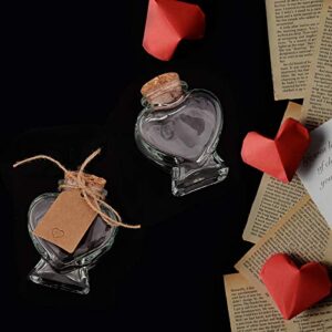 BENECREAT 8 Pack 60ml Heart Shaped Candy Jars, Glass Favor Jars with Cork Lids, Label Tags and String for Candy, Spices, Wish Drifting Bottle, Home Party, Mother's Day Festival Decor