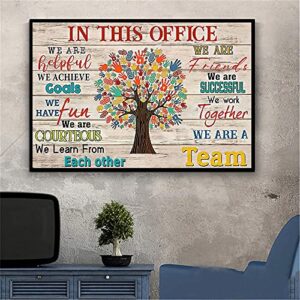 Inspirational Wall Art For Office Motivational Poster Wall Decor Signs Quotes In This Office We Are A Team Canvas Poster for Office Decor for Women Inspirational Wall Decor 24x16 Inch UNFRAMED