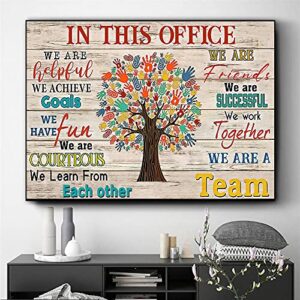 Inspirational Wall Art For Office Motivational Poster Wall Decor Signs Quotes In This Office We Are A Team Canvas Poster for Office Decor for Women Inspirational Wall Decor 24x16 Inch UNFRAMED