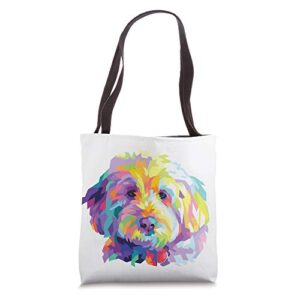 goldendoodle gift labradoodle cockapoo color pop art dog mom tote bag