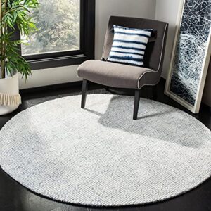 safavieh abstract collection 8′ round ivory/blue abt470m handmade wool & viscose entryway foyer living room bedroom kitchen area rug