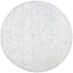 SAFAVIEH Abstract Collection 8' Round Ivory/Blue ABT470M Handmade Wool & Viscose Entryway Foyer Living Room Bedroom Kitchen Area Rug