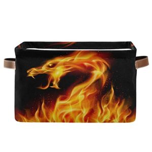 storage bins abstract fiery dragon storage basket collapsible cube rectangle with handle storage box for shelves home office closet 1 pack