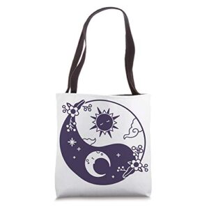 yin yang moon sun tote bag