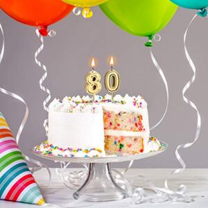 80th Birthday Candles Cake Numeral Candles Happy Birthday Cake Candles Topper Decoration for Birthday Wedding Anniversary Celebration Supplies (Gold)