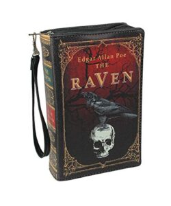 black vinyl the raven book handbag novelty clutch purse crossbody bag edgar allen poe one size