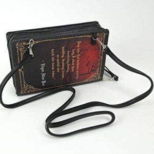 Black Vinyl The Raven Book Handbag Novelty Clutch Purse Crossbody Bag Edgar Allen Poe One Size