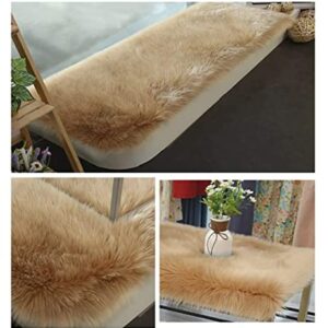 Luxurious Fluffy Area Carpet Bedroom Furry Carpet Faux Fur Sheepskin Nursery Carpet Children Room Blanket Living Room Home Decor Floor Mat (50X150cm, Brown)