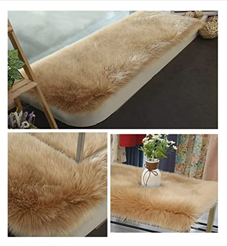 Luxurious Fluffy Area Carpet Bedroom Furry Carpet Faux Fur Sheepskin Nursery Carpet Children Room Blanket Living Room Home Decor Floor Mat (50X150cm, Brown)